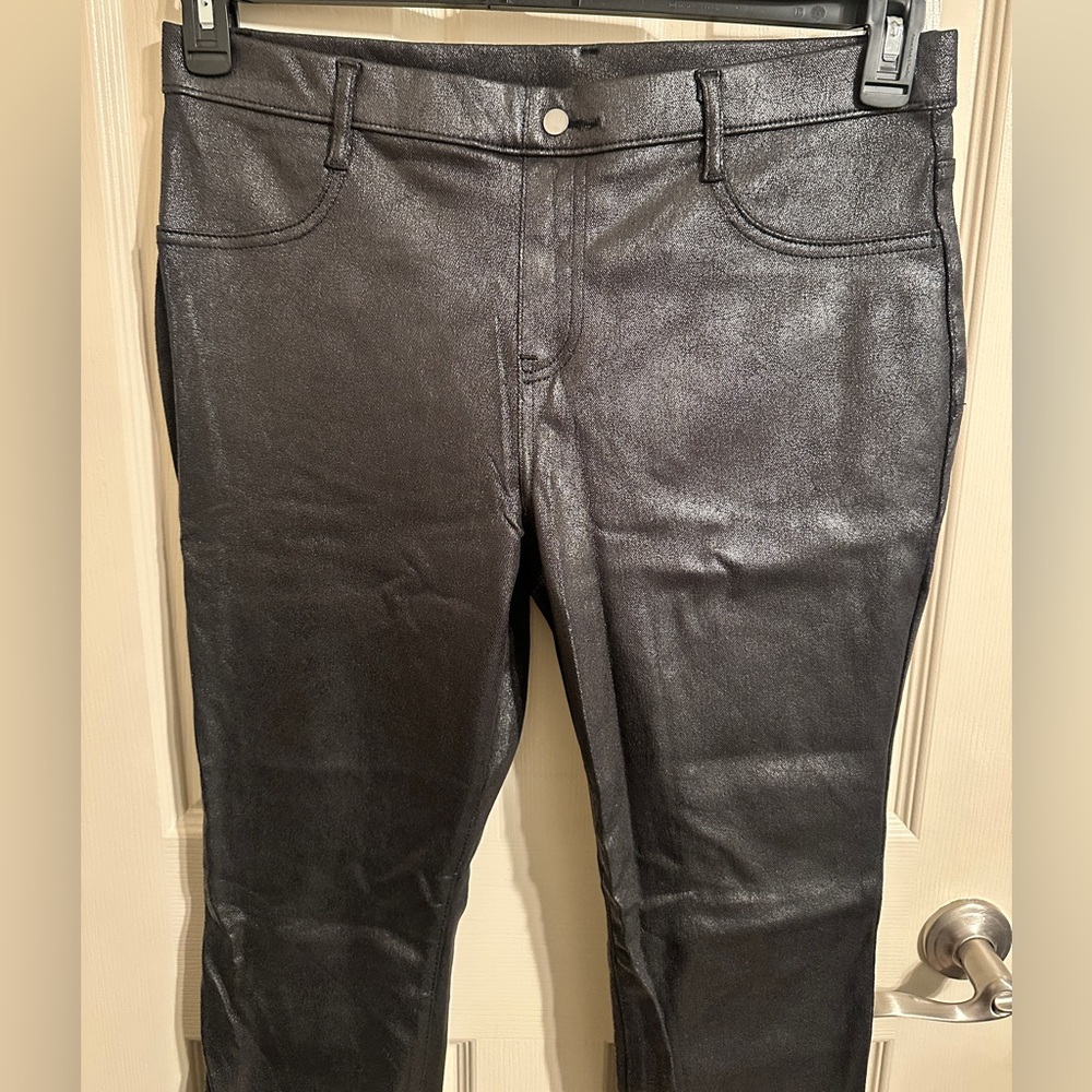 Time and Tru Women's High Rise Jeggings, Black Shiny Coated, Sz XL (16-18), NWOT - Picture 3 of 8